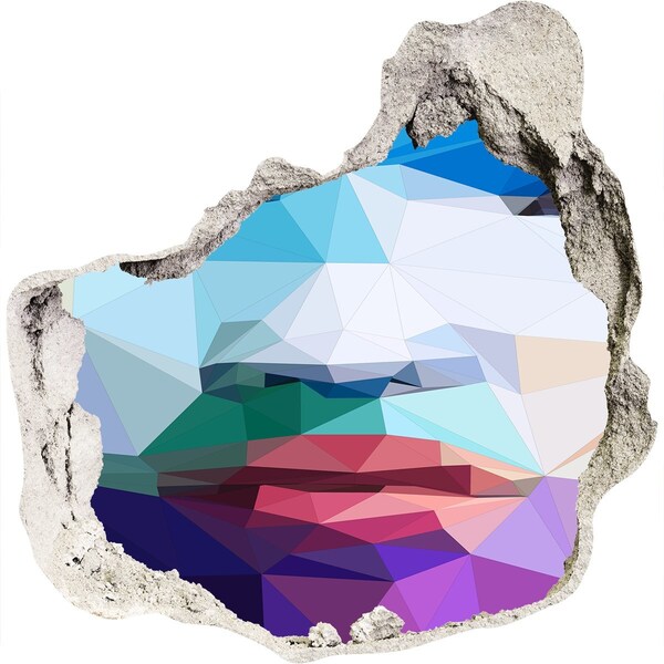 Díra 3D fototapeta nálepka Krajina v barvách geometrie