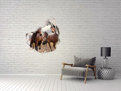 Díra 3D fototapeta na stěnu Pět koní