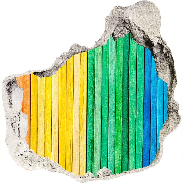 Díra 3D fototapeta na stěnu Barevné desky v díře ve zdi