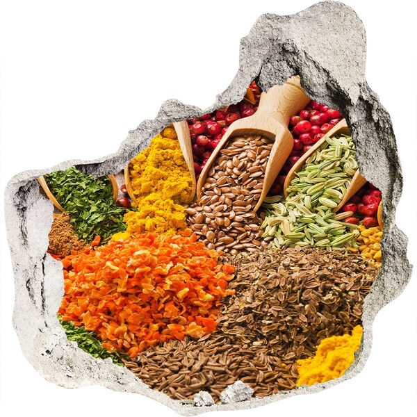 Nálepka 3D díra na zeď Barevné koření na náměstí