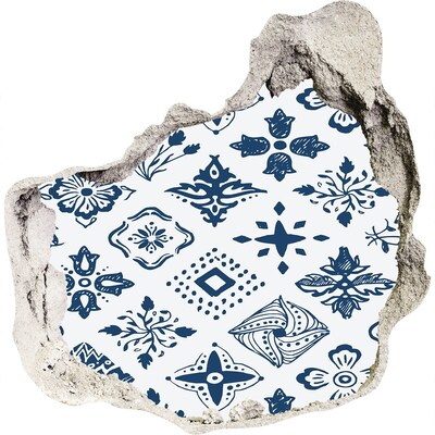 Nálepka 3D díra na zeď Květinové vzory na zdi