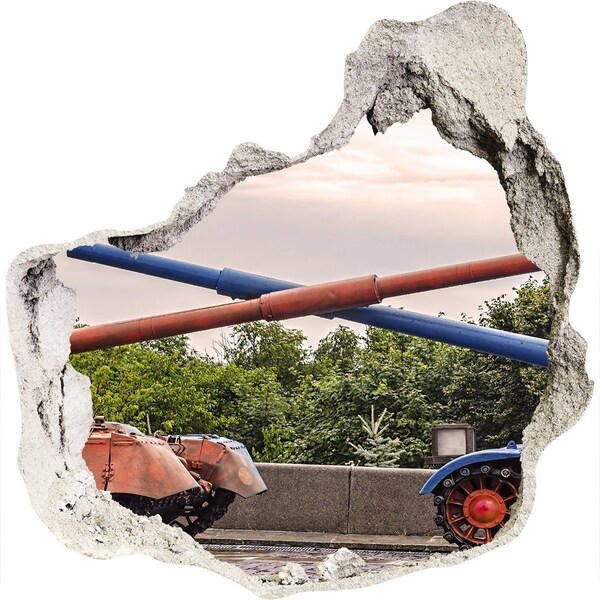 Foto fotografie díra na zeď Tanková bitva v troskách