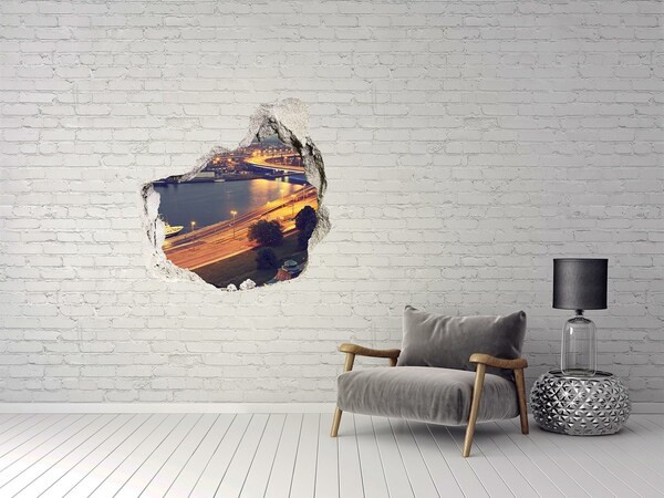 Fototapeta díra na zeď 3D Pohled na město v noci