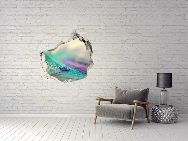 Díra 3D fototapeta na stěnu Kapka na pávím peru