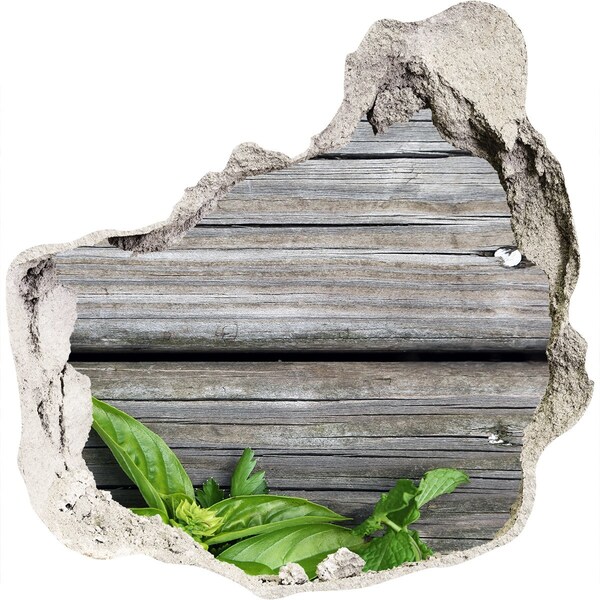 Fototapeta díra na zeď Poškozená zeď s dřevěnou podlahou