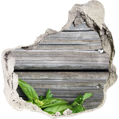 Fototapeta díra na zeď Poškozená zeď s dřevěnou podlahou