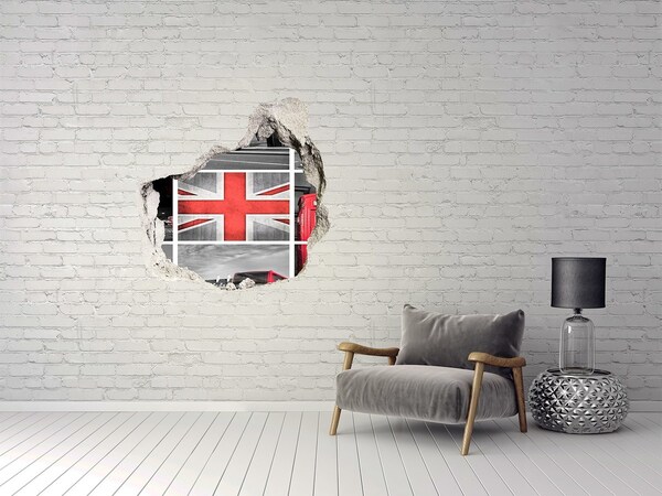 Fototapeta díra na zeď 3D Britská krajina v díře ve zdi