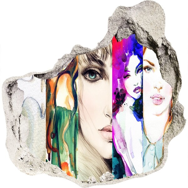 Díra 3D fototapeta nálepka Ženské portréty v díře ve zdi