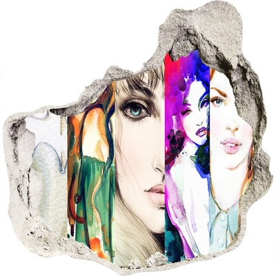 Díra 3D fototapeta nálepka Ženské portréty v díře ve zdi