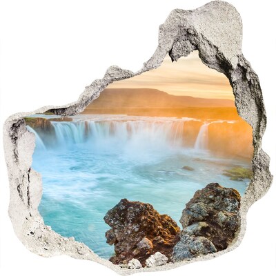 Nálepka fototapeta 3D výhled beton Vodopád v zapadajícím slunci
