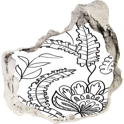 Nálepka 3D díra samolepící Tropická vegetace v díře ve zdi