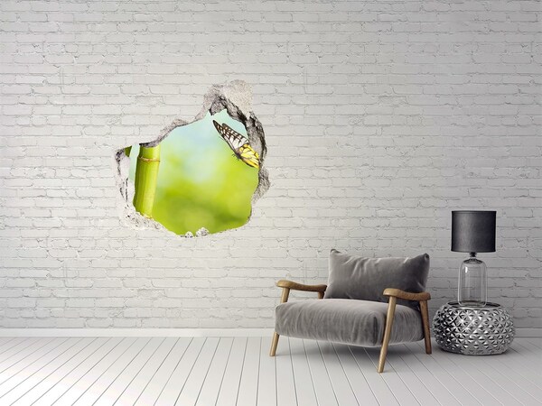 Samolepící díra nálepka Motýl v bambusové zahradě