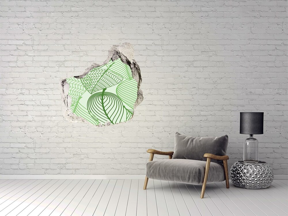 Nálepka 3D díra na zeď Listí vzor
