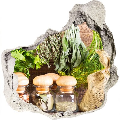 Nálepka 3D díra Bylinkový koutek v kuchyni