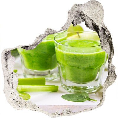 Nálepka díra na zeď beton Zelený zdravotní koktejl