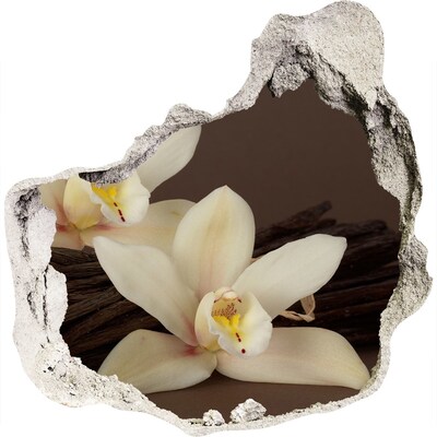 Samolepící díra na stěnu Květy orchidejí v poškozené zdi