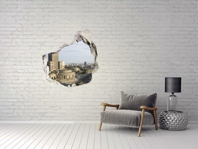 Fototapeta díra na zeď 3D Pohled na Varšavu z díry ve zdi