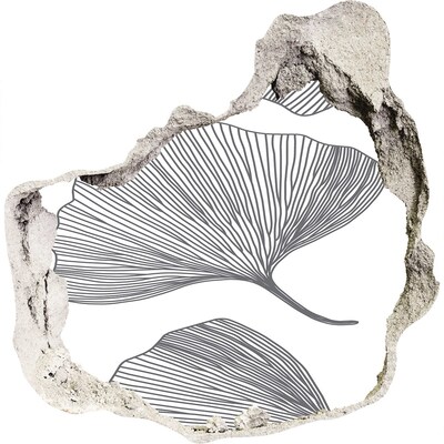 Nálepka 3D díra na zeď beton Listy v betonu