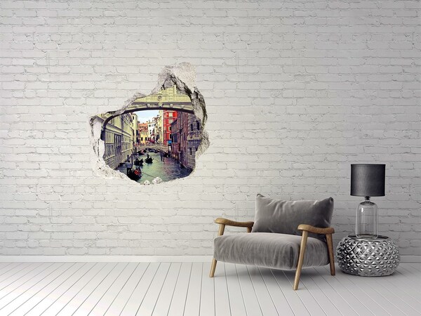 Fototapeta díra na zeď 3D Benátky v díře