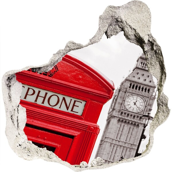Fototapeta díra na zeď 3D Londýnská scenérie s telefonní budkou