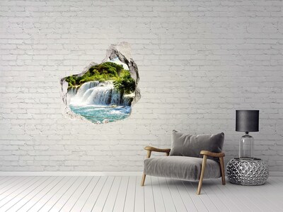 Nálepka fototapeta 3D výhled Vodopád uprostřed zeleně