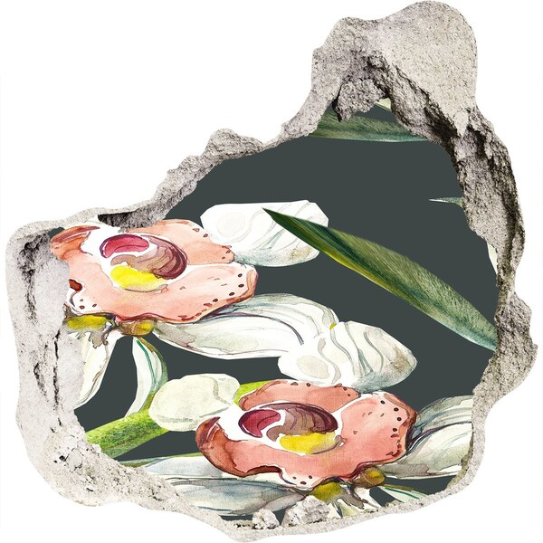 Nálepka díra na zeď beton Květiny v betonu