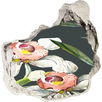 Nálepka díra na zeď beton Květiny v betonu