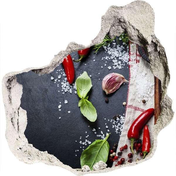 Nálepka 3D díra na zeď Kuchyně plná chutí