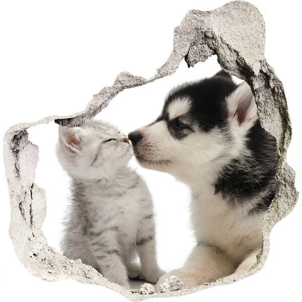 Díra 3D fototapeta nálepka Přátelství se zvířaty