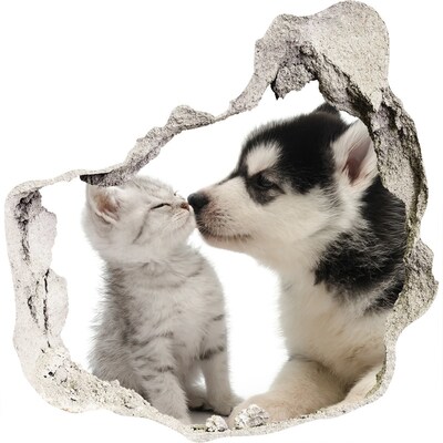 Díra 3D fototapeta nálepka Přátelství se zvířaty