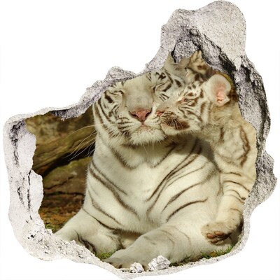 Díra 3D fototapeta nálepka Tygři