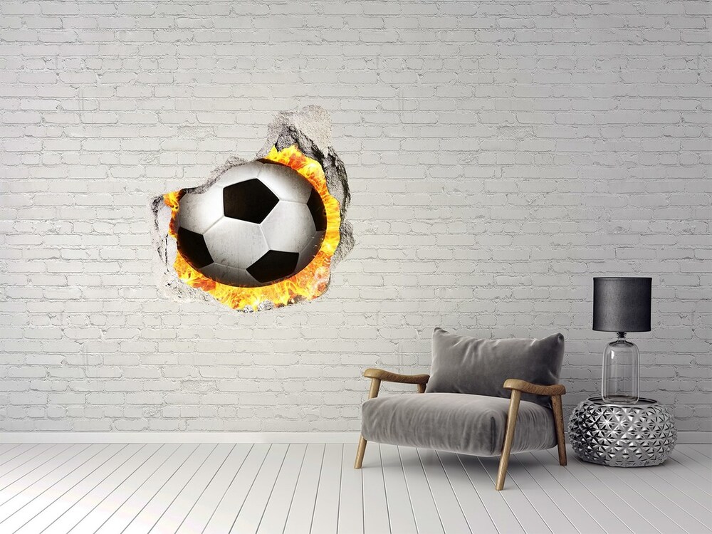 Samolepící díra na stěnu Hořící fotbalový míč