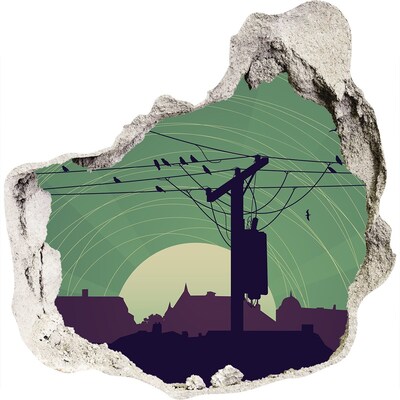 Díra 3D fototapeta nálepka Západ slunce ve městě