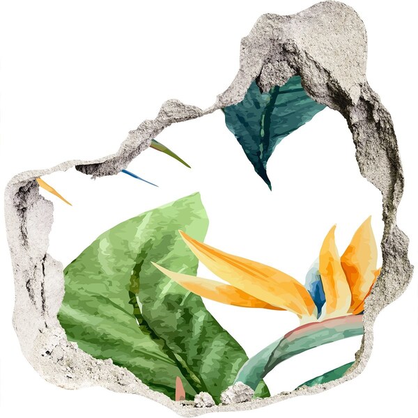 Nálepka 3D díra na zeď Tropický ráj za zdí