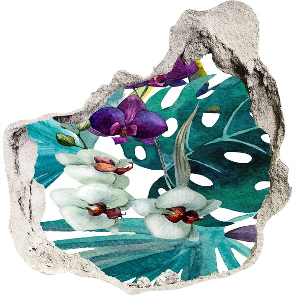 Nálepka 3D díra na zeď Tropická zahrada s dírou ve zdi