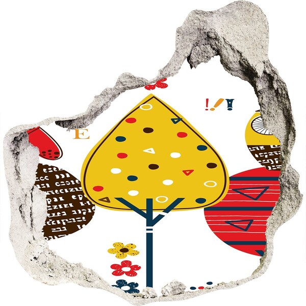 Samolepící nálepka na zeď Barevné stromy v díře ve zdi