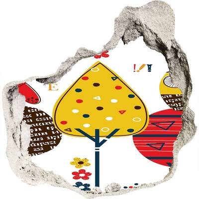 Samolepící nálepka na zeď Barevné stromy v díře ve zdi