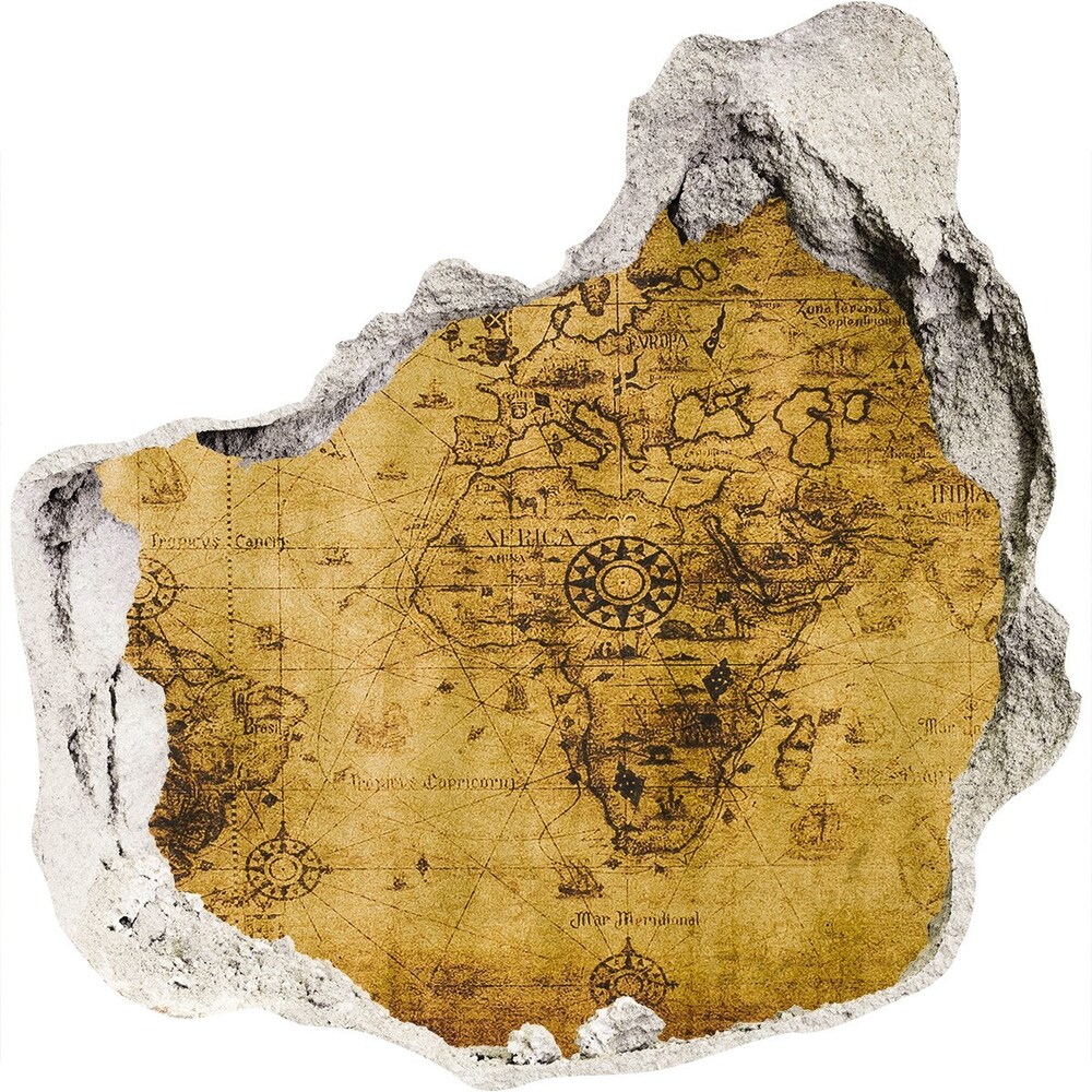 Samolepící díra na stěnu Stará mapa světa