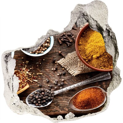 Nálepka 3D díra beton Kuchyňské koření