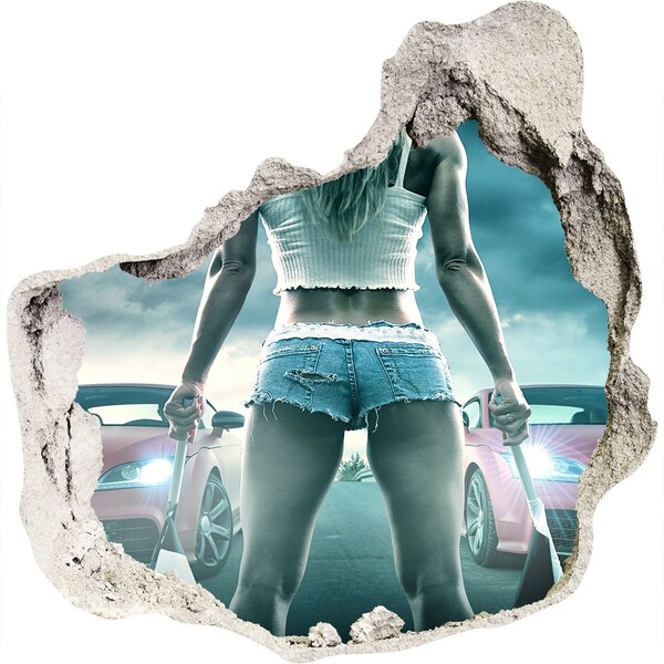 Foto fotografie díra na zeď Závodní emoce