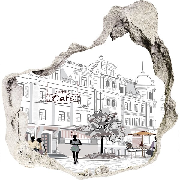 Díra 3D fototapeta na stěnu Kavárna v evropském stylu