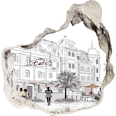 Díra 3D fototapeta na stěnu Kavárna v evropském stylu