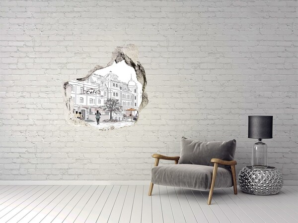 Díra 3D fototapeta na stěnu Kavárna v evropském stylu