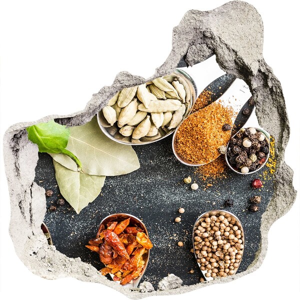 Samolepící nálepka Kuchyňské koření v díře ve zdi