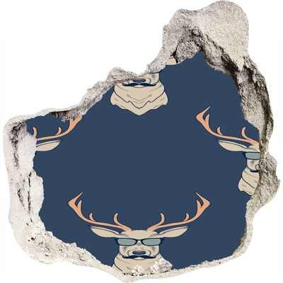 Díra 3D fototapeta nálepka Jelen ve slunečních brýlích