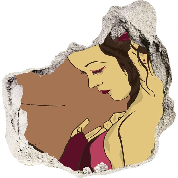 Díra 3D fototapeta na stěnu nálepka Žena ve fragmentu zdi