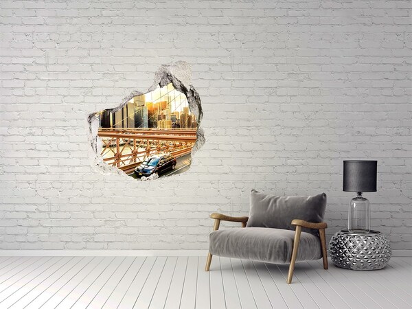 Fototapeta díra na zeď 3D Brooklynský most při západu slunce