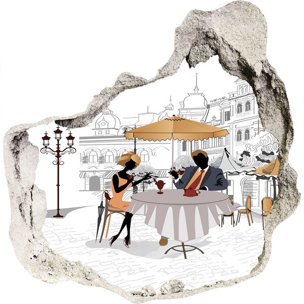 Díra 3D fototapeta nálepka Kavárna v evropském stylu