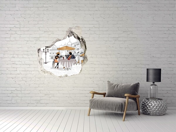 Díra 3D fototapeta nálepka Kavárna v evropském stylu