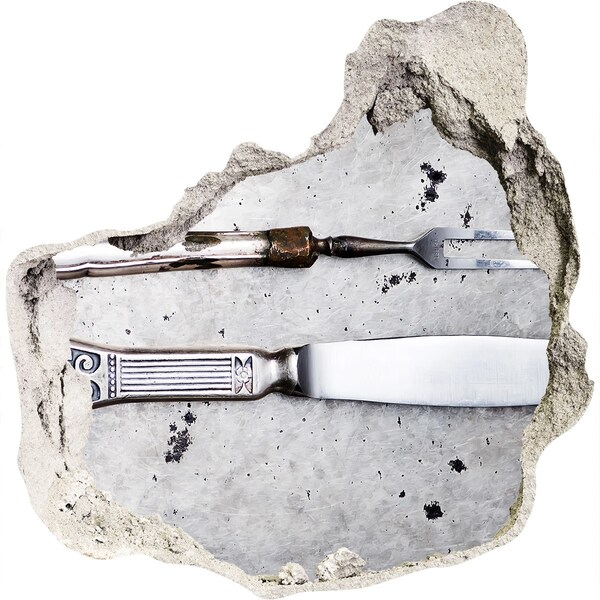 Fototapeta díra na zeď Poškozená zeď s kuchyňským náčiním